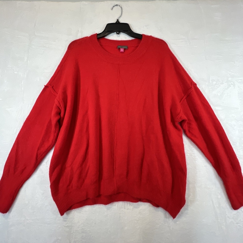 Vince Camuto Sweater Womens Large Red Round Neck Long Sleeve Exposed Seams‎